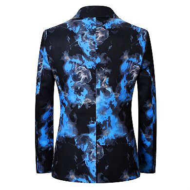 Mens Watercolor Print Blazer 1-Button Slim Fit Casual Coat
