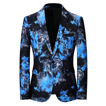 Mens Watercolor Print Blazer 1-Button Slim Fit Casual Coat
