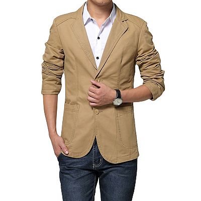 Mens Slim Fit Blazer 2-Button Lightweight Business Casual Jacket