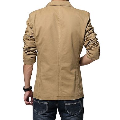 Mens Slim Fit Blazer 2-Button Lightweight Business Casual Jacket Breathable
