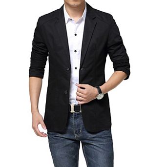 Mens Slim Fit Blazer 2-Button Lightweight Business Casual Jacket Breathable