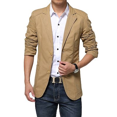 Mens Slim Fit Blazer 2-Button Lightweight Business Casual Jacket