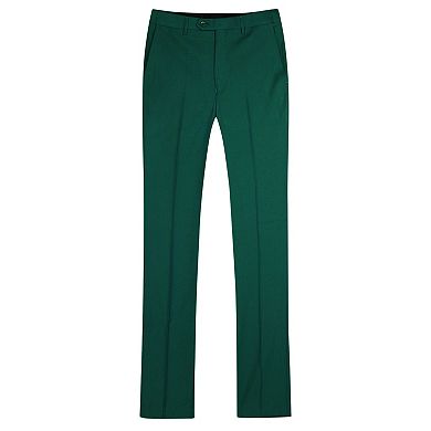 Men’s Flat Front Formal Slacks Slim Fit Stretch Dress Pants Office Wear