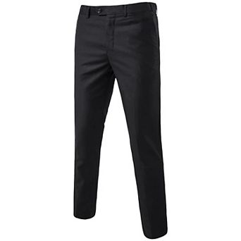 Men’s Flat Front Formal Slacks Slim Fit Stretch Dress Pants Office Wear