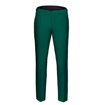 Men’s Flat Front Formal Slacks Slim Fit Stretch Dress Pants Office Wear