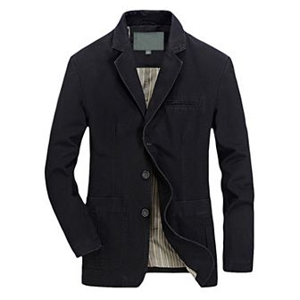 Mens Classic Solid Suit Jacket Business Casual No Vent Blazer Multi-Pocket Design