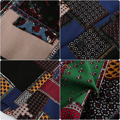 Mens Geometric Floral Blazer 2-Button Slim Artistic Personality Coat