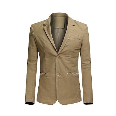 Mens Slim Fit Blazer 2-Button Lightweight Casual Jacket with Breathable Design