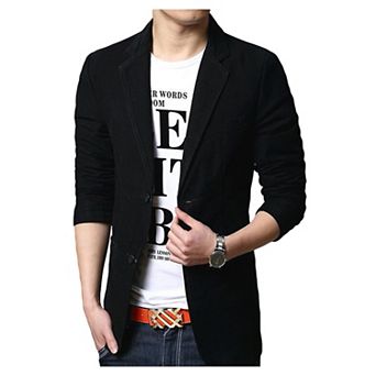 Mens Slim Fit Blazer 2-Button Lightweight Casual Jacket with Breathable Design