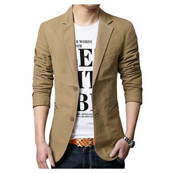 Mens Slim Fit Blazer 2-Button Lightweight Casual Jacket with Breathable Design