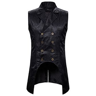Mens Paisley Gothic Vest Double-Breasted Steampunk Tailcoat Waistcoat