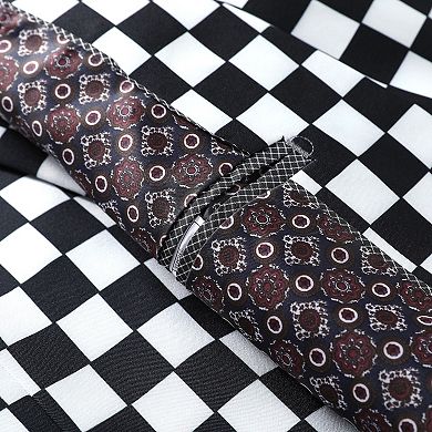 Mens Printed Check Suit Jacket - 1-Button Notched Lapel Slim Fashion Blazer