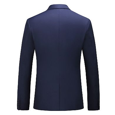 Men's Suit Jacket 1-Button Notched Lapel Slim Business Blazer for Daily Wear
