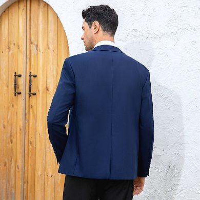 Men's Suit Jacket 1-Button Notched Lapel Slim Business Blazer for Daily Wear