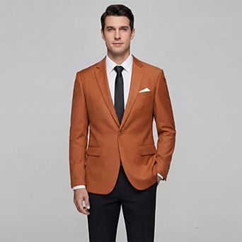 Men's Suit Jacket 1-Button Notched Lapel Slim Business Blazer for Daily Wear