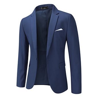 Men's Suit Jacket 1-Button Notched Lapel Slim Business Blazer for Daily Wear