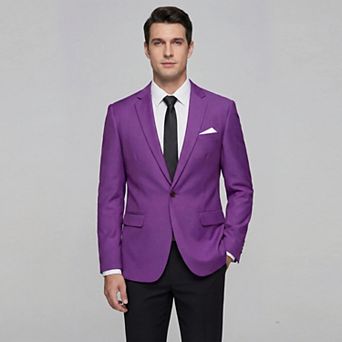 Men's Suit Jacket 1-Button Notched Lapel Slim Business Blazer for Daily Wear
