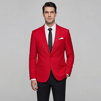 Men's Suit Jacket 1-Button Notched Lapel Slim Business Blazer for Daily Wear