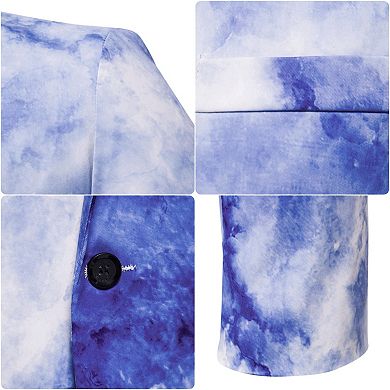 Mens Ink Print Blazer 1-Button Slim Fit Artistic Coat