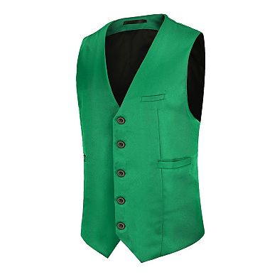Men’s Slim Fit V-Neck Waistcoat Vest 5-Button Formal & Casual