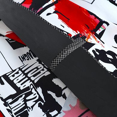 Mens Graffiti Print Suit Jacket 1-Button Notched Lapel Slim Fashion Blazer