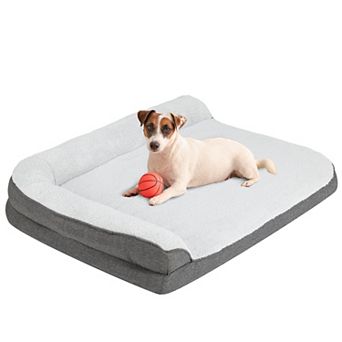 Aoodor L Shaped Waterproof Orthopedic Dog Bed with Removable Cover and Non-slip Base
