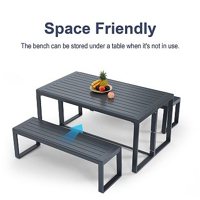 Aoodor 3-Piece Aluminum Dining Table Sets for Patio, Garden , Poolside