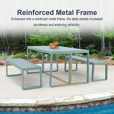 Aoodor 3-Piece Aluminum Dining Table Sets for Patio, Garden , Poolside