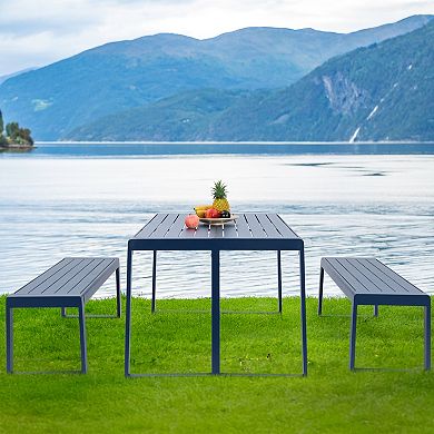 Aoodor 3-Piece Aluminum Dining Table Sets for Patio, Garden , Poolside
