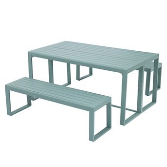 Aoodor 3 pc Aluminum Dining Table Sets for Patio, Garden , Poolside