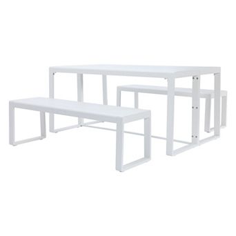Aoodor 3 pc Aluminum Dining Table Sets for Patio, Garden , Poolside
