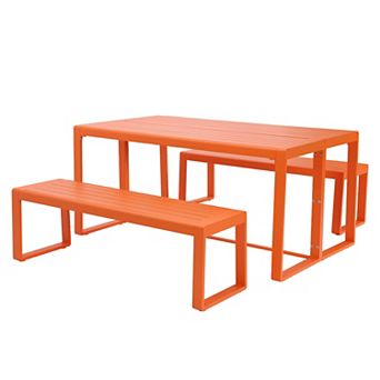 Aoodor 3 pc Aluminum Dining Table Sets for Patio, Garden , Poolside