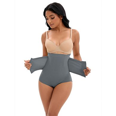 2 Packs Women's Front Hook Closure Tummy Control Briefs Panties High Waist Hip Lifter Shaperwear