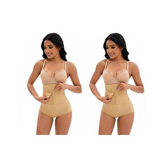 2 Packs Women's Front Hook Closure Tummy Control Briefs Panties High Waist Hip Lifter Shaperwear
