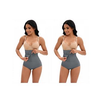 2 Packs Women's Front Hook Closure Tummy Control Briefs Panties High Waist Hip Lifter Shaperwear