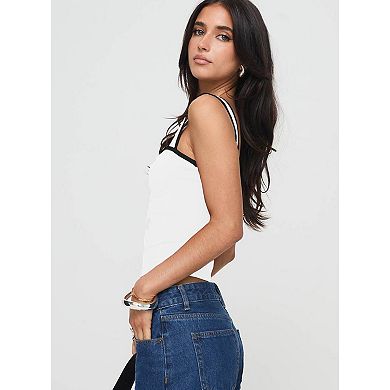 Women Wide Strap Slim Fit Y2K Cropped Tank Tops Front Ruched Color Block Cropped Cami Vest