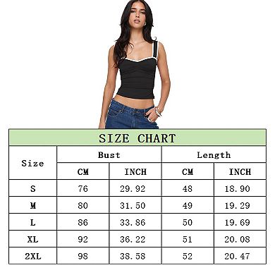 Women Wide Strap Slim Fit Y2K Cropped Tank Tops Front Ruched Color Block Cropped Cami Vest