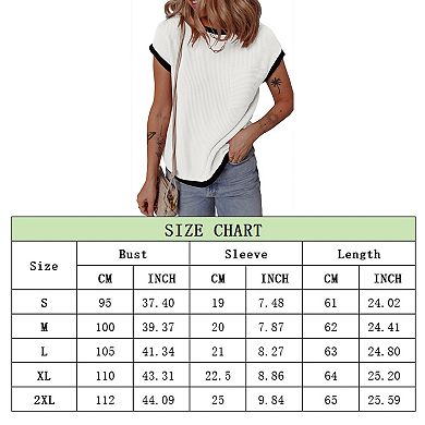 Women's Short Sleeve T Shirts Crewneck Trendy Casual Color Block Basic Loose fit Tops