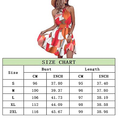 Women's Summer Casual Halter Neck Sleeveless Printed Cut Out Sleeveless Flowy A Line Beach Dress