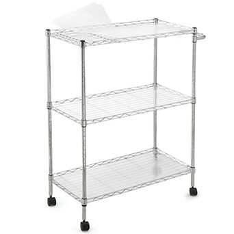 3 tier Silver Storage Racks Capacity Kitchen Rolling Utility Cart, 300Lbs
