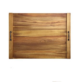 Acacia Wood Noodle Board Stove Cover with Handles, Wood Stove Top Cover Board