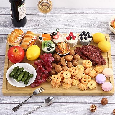 Large Cutting Board, Wooden Cutting Board for Kitchen with Handles and Juice Groove