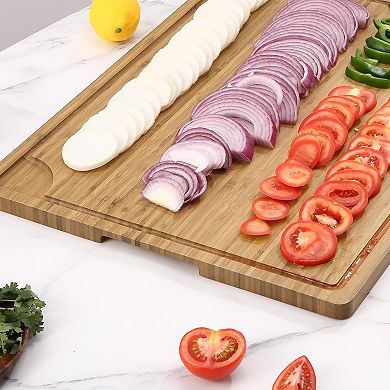 Large Cutting Board, Wood Cutting Board for Kitchen with Handles and Juice Groove