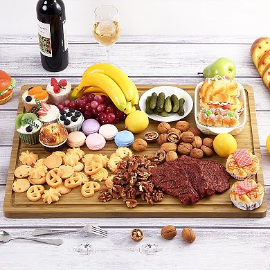 Large Cutting Board, Wood Cutting Board for Kitchen with Handles and Juice Groove