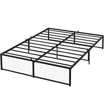 Bed Frame with Storage Headboard - 14 Inch High Metal Platform Bed with 3 in 1 Steel Support