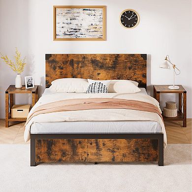 Metal Bed Frame With 4 Drawers,with Headboard, Noise Free, No Box Spring Needed