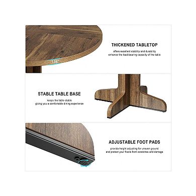 Round Dining Table For 4-6 People, 47 Inch Farmhouse Kitchen Table For Home Dining Room