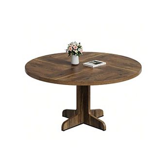 Round Dining Table For 4-6 People, 47 Inch Farmhouse Kitchen Table For Home Dining Room