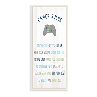 Stupell Home Decor Gamer Rules Motivational Plaque Wall Art