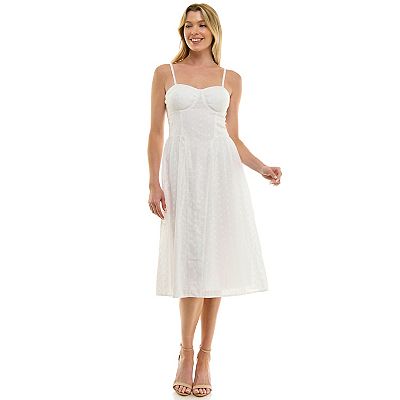 Juniors' Lily Rose Sleeveless Molded Cup Eyelet Midi Dress